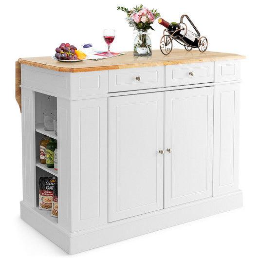 Costway White Kitchen Island with Storage and 3-Level Adjustable Shelves