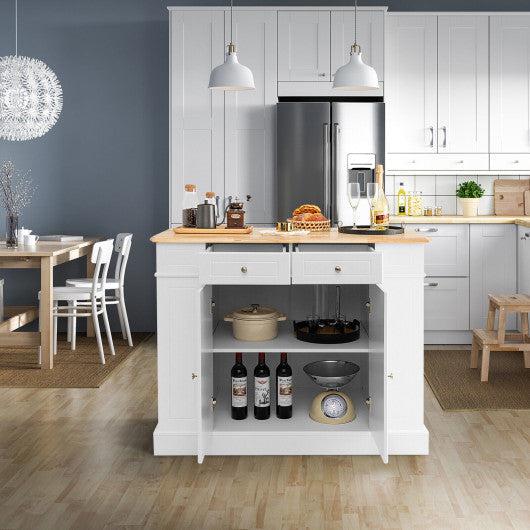Costway White Kitchen Island with Storage and 3-Level Adjustable Shelves