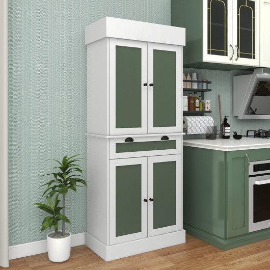 Costway White Kitchen Pantry Cabinet with 2-Door Sideboards and Adjustable Shelves
