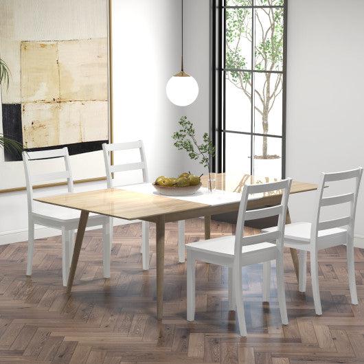 Costway White Set of 2 Wood Dining Chairs with Solid Rubber Wood Legs