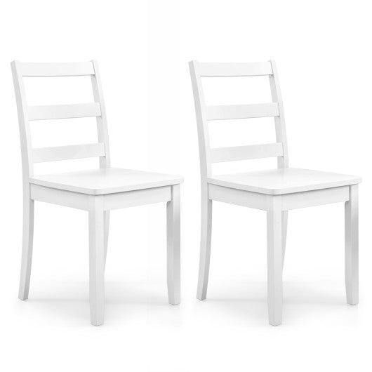 Costway White Set of 2 Wood Dining Chairs with Solid Rubber Wood Legs