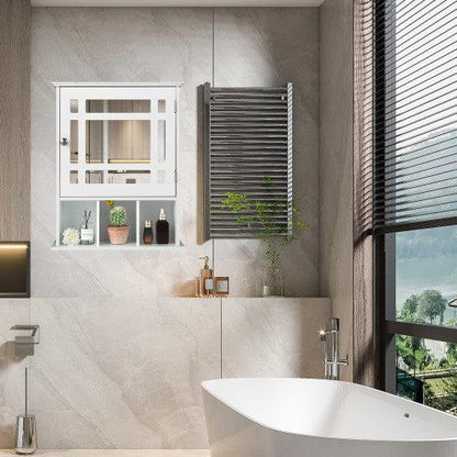 Costway White Wall Mounted and Mirrored Bathroom Cabinet