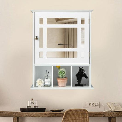 Costway White Wall Mounted and Mirrored Bathroom Cabinet