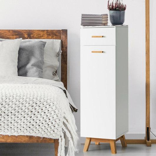 Costway White Waterproof Bathroom Cabinet with Adjustable Shelves and Sliding Drawer