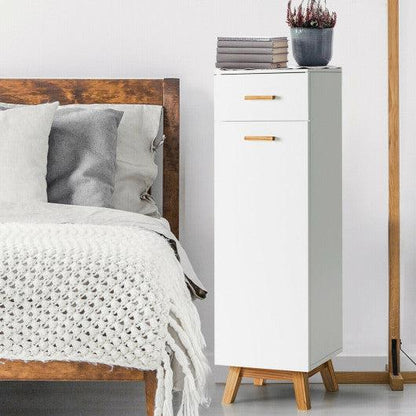 Costway White Waterproof Bathroom Cabinet with Adjustable Shelves and Sliding Drawer