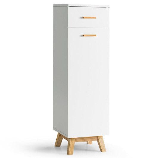 Costway White Waterproof Bathroom Cabinet with Adjustable Shelves and Sliding Drawer