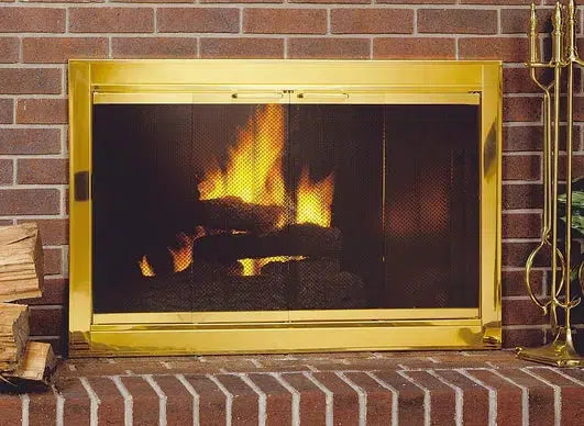 Custom Firescreen Plated Fireview Bi-Fold Glass Fireplace Doors