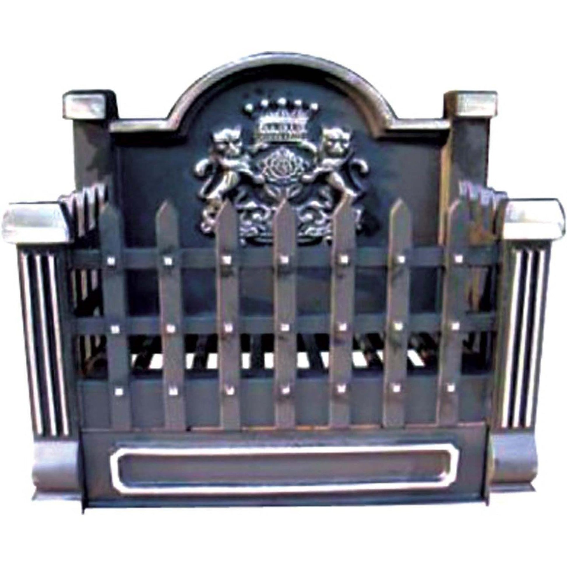 Dagan Industries 10" Black and Pewter Cast Iron Basket Grate With Fireback