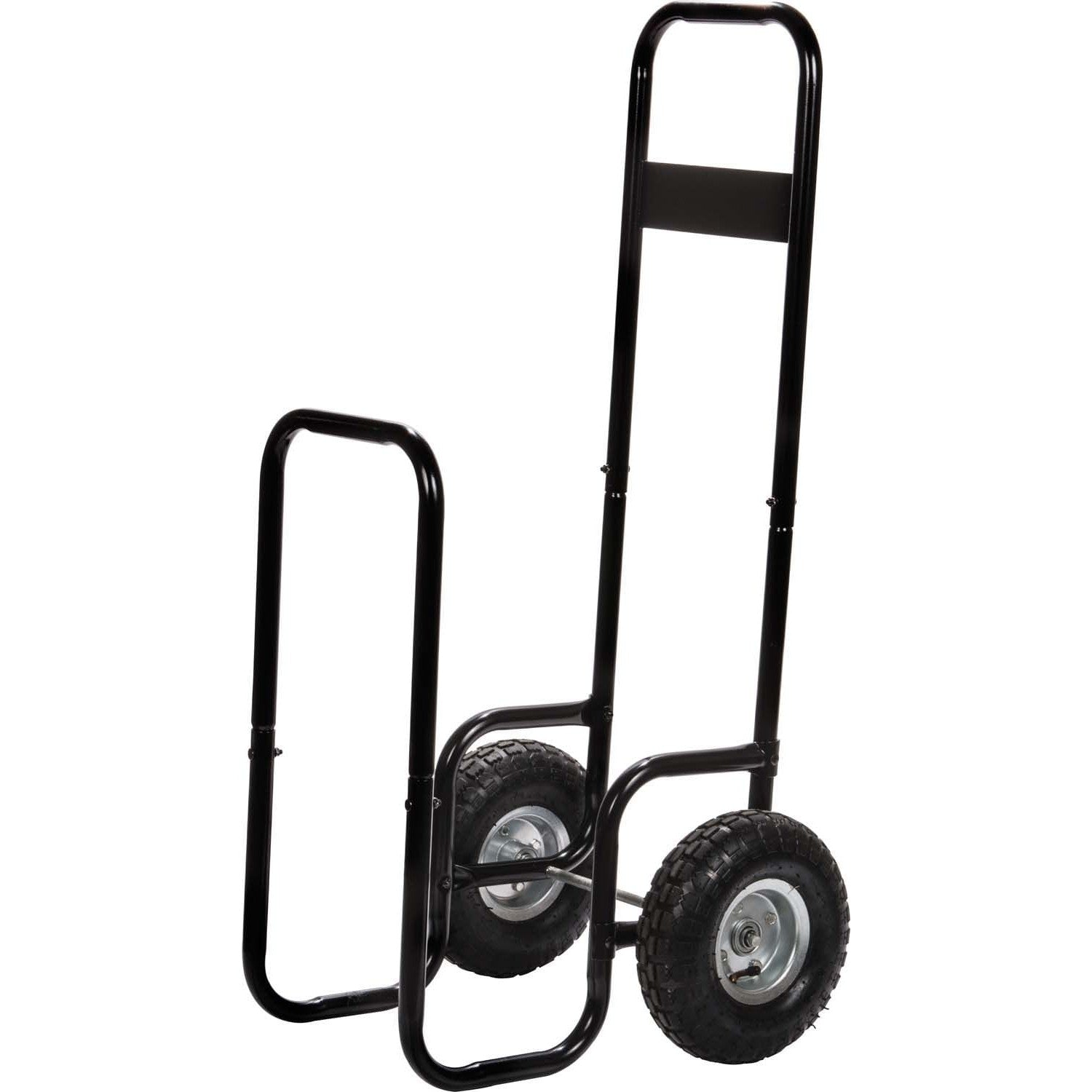 Dagan Industries 13" x 24" Black Steel Log Cart With Large Rubber Wheels