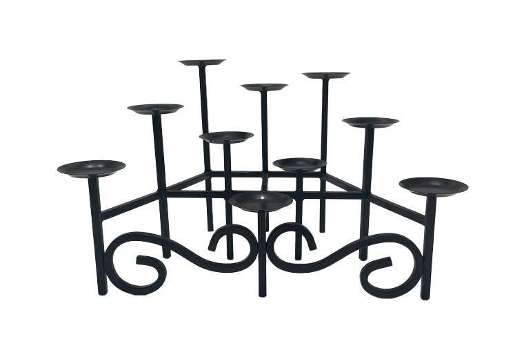 Dagan Industries 21" Black Steel Fireplace Candelabra With 10 Candle Heads