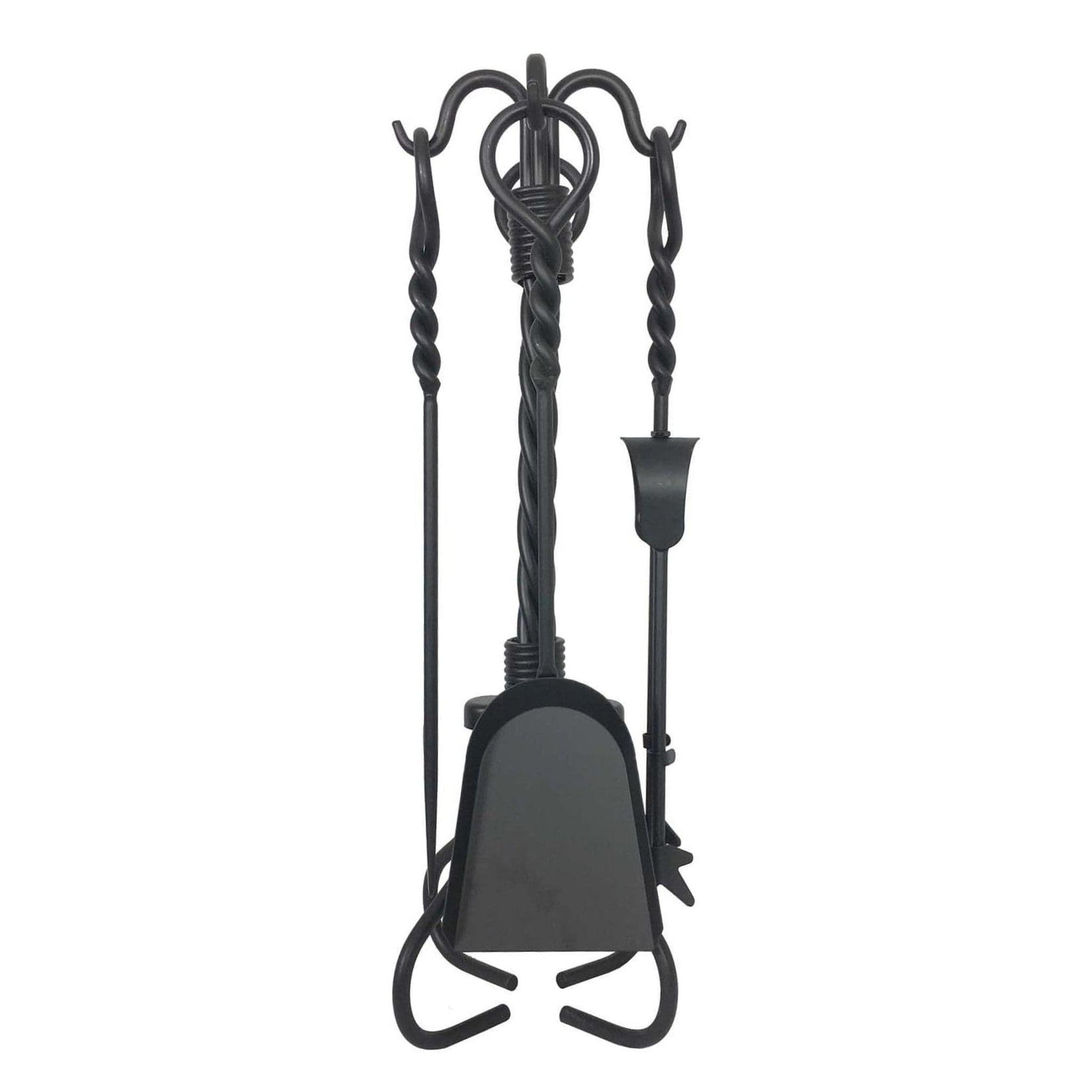 Dagan Industries 21" Black Wrought Iron 5-Piece Twist Design Stove Fireset