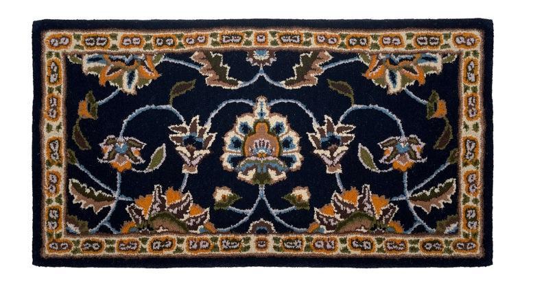 Dagan Industries 22" x 44" Blue Floral Hearth Rug