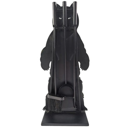 Dagan Industries 25" x 11" Black Steel 4-Piece Bear Fireset