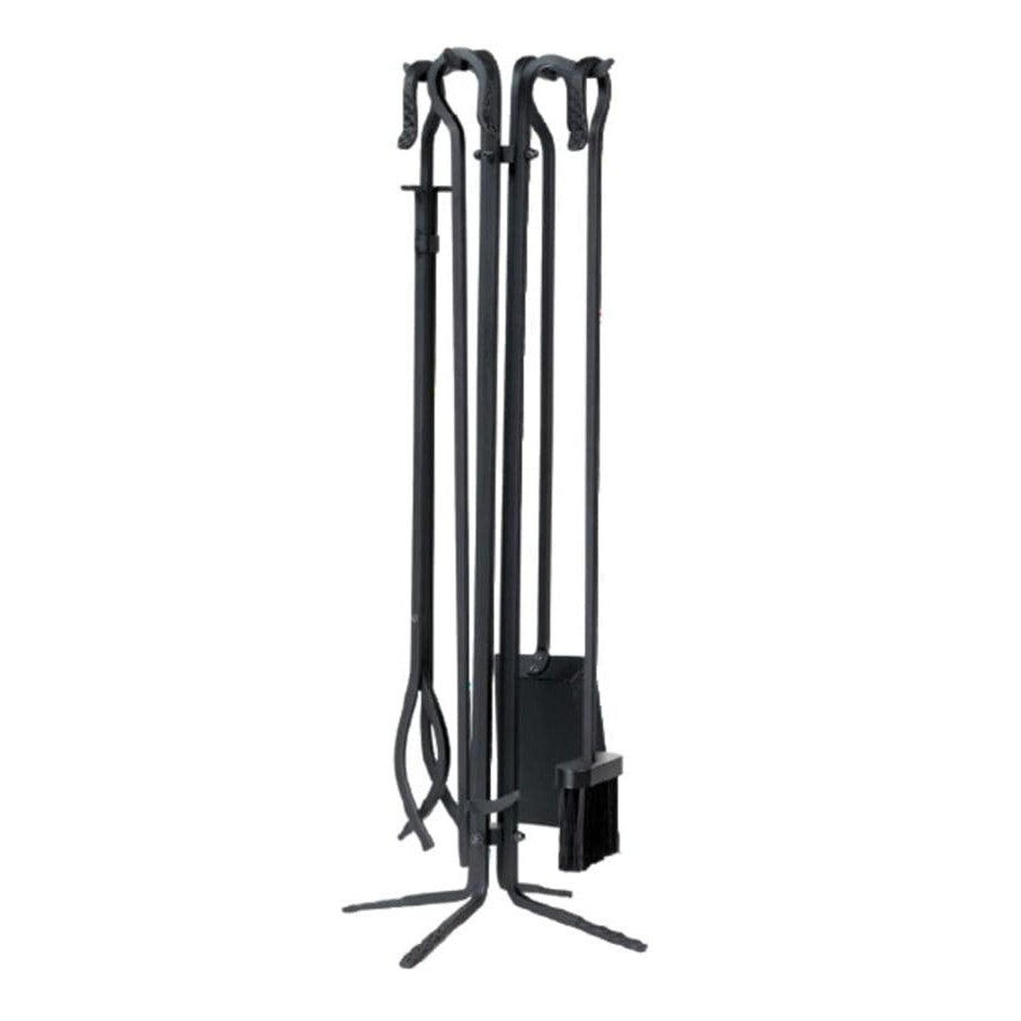 Dagan Industries 28" Black Wrought Iron 5-Piece Fireplace Tool Set