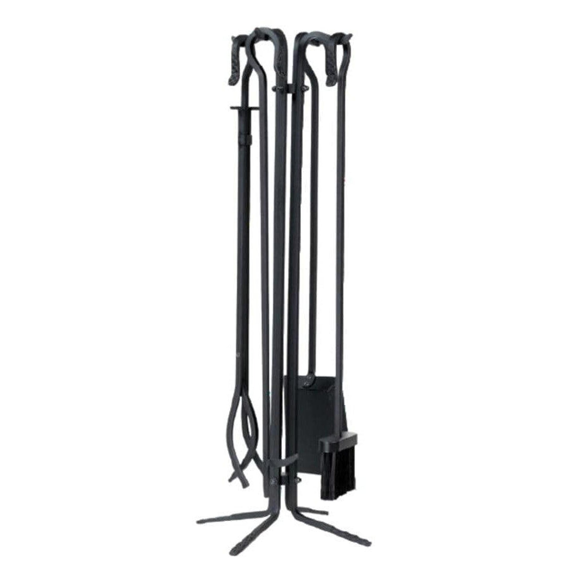 Dagan Industries 28" Black Wrought Iron 5-Piece Fireplace Tool Set