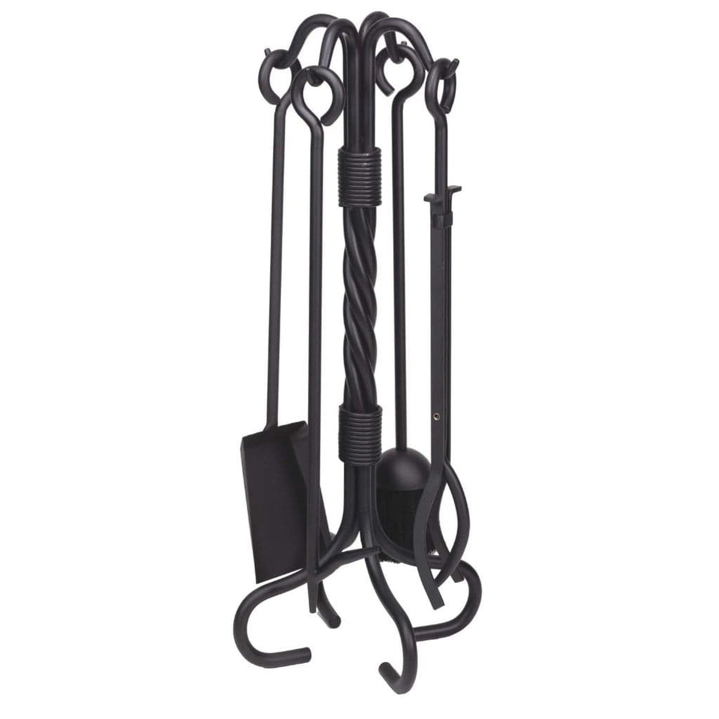 Dagan Industries 30" Black Wrought Iron 5-Piece Fireplace Tool Set