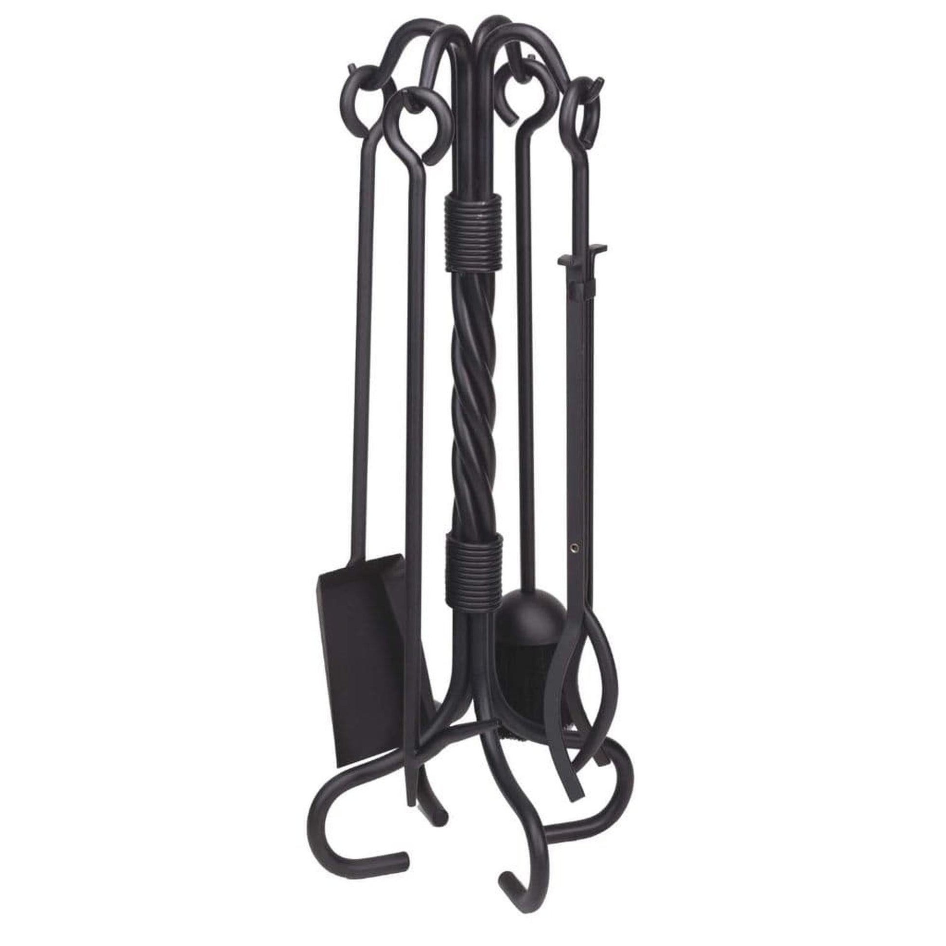 Dagan Industries 30" Black Wrought Iron 5-Piece Fireplace Tool Set