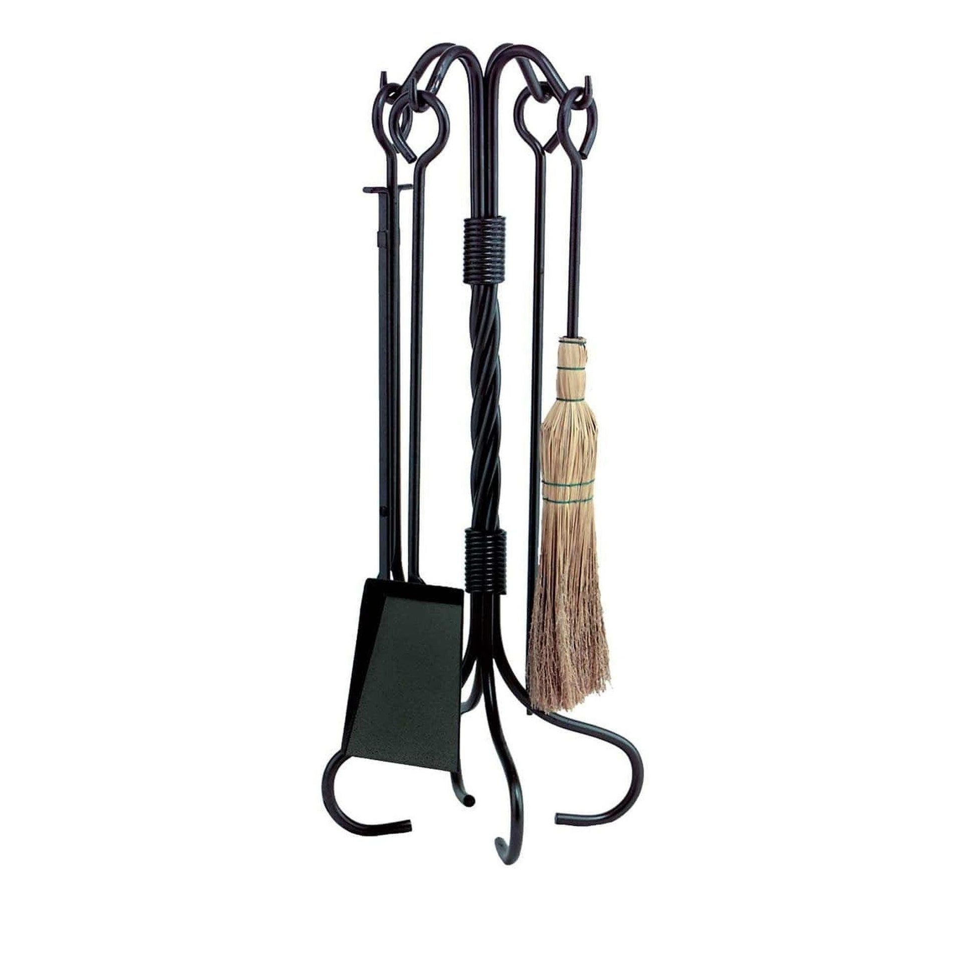 Dagan Industries 30" Black Wrought Iron 5-Piece Twist Fireset