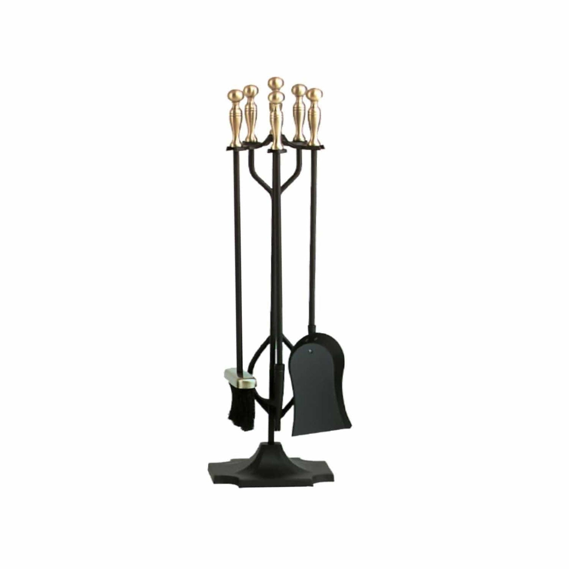 Dagan Industries 30" Black and Antique Brass 5-Piece Fireset