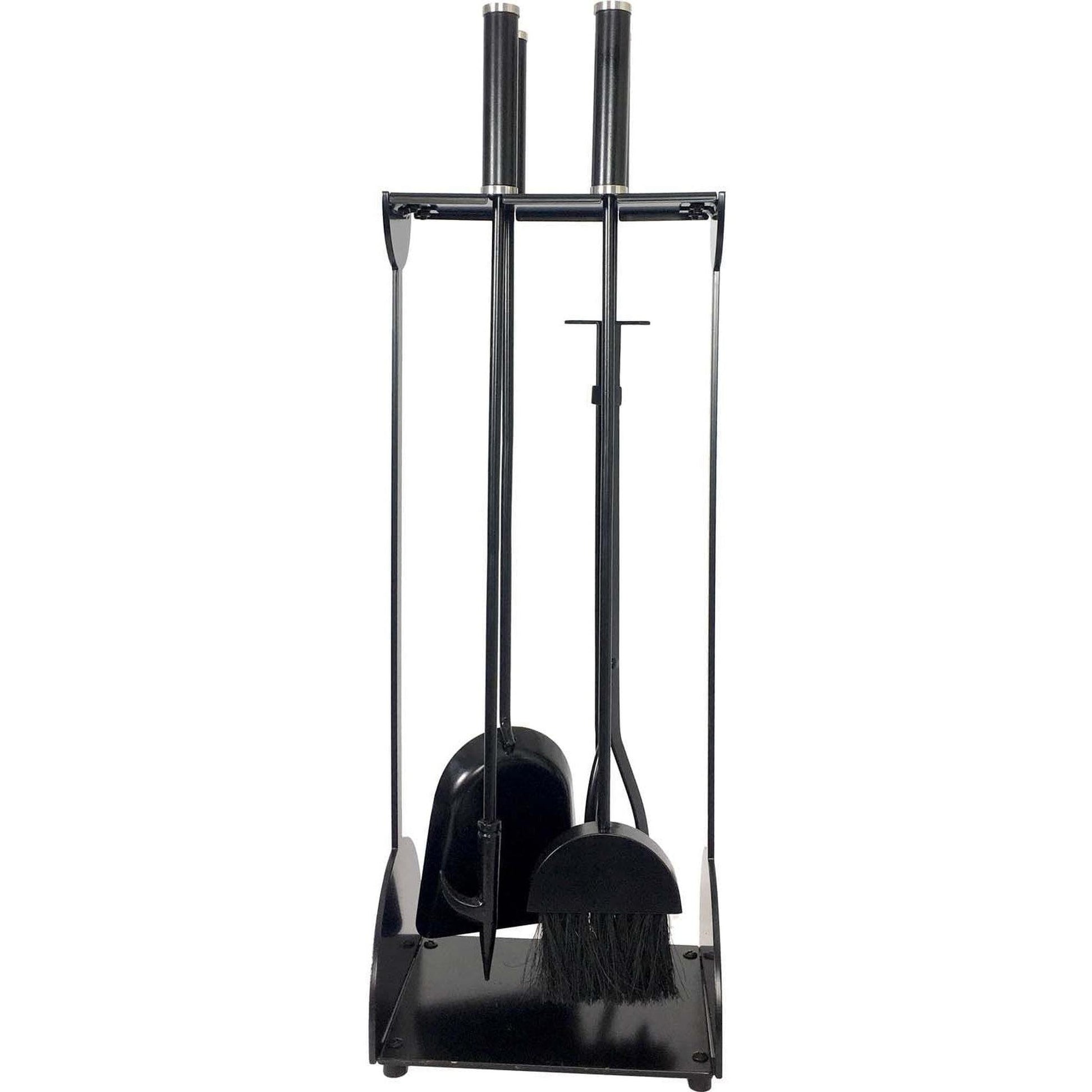 Dagan Industries 30" Black and Stainless Steel 5-Piece Fireplace Tool Set