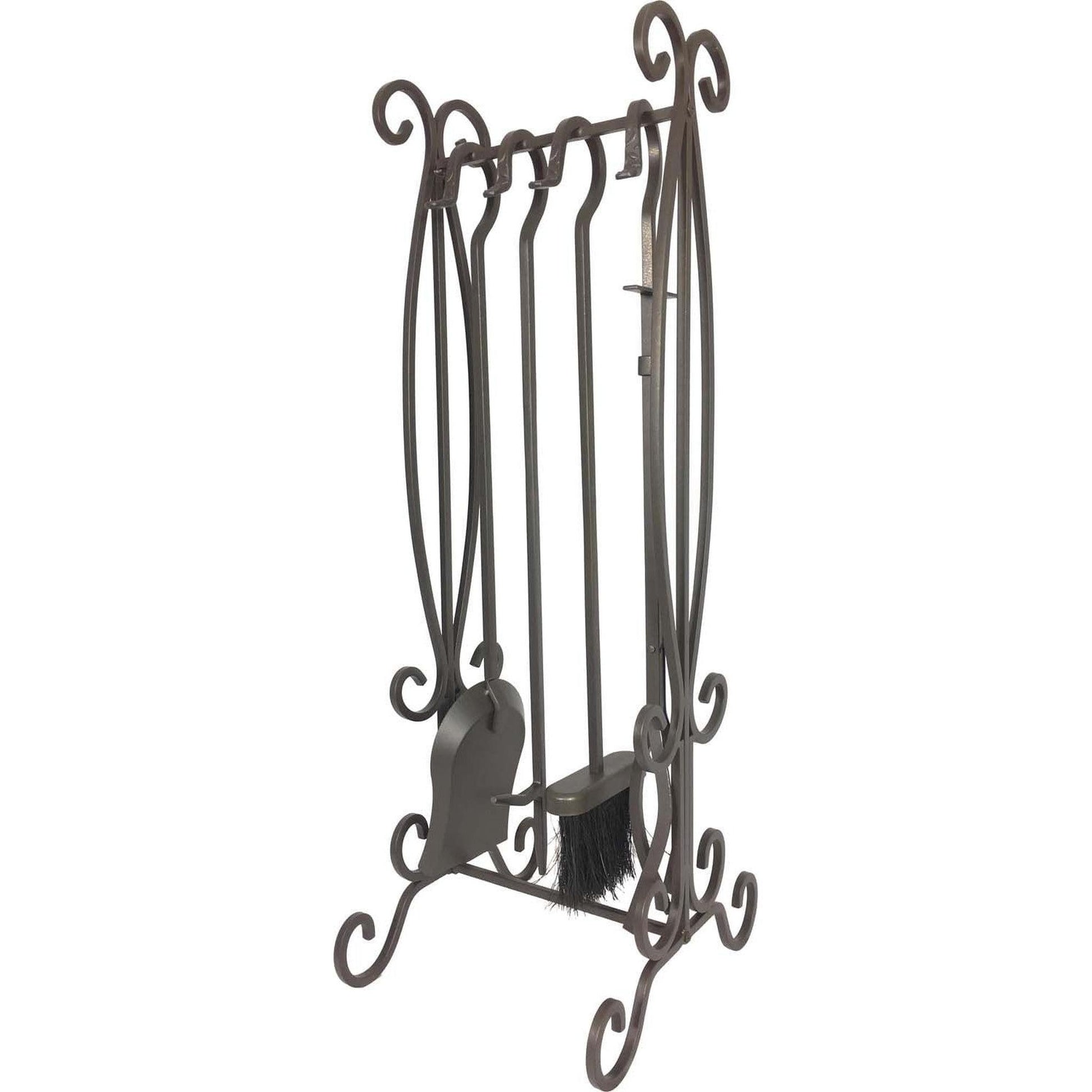 Dagan Industries 30" Bronze Wrought Iron 5-Piece Square Rods Hanging Fireset
