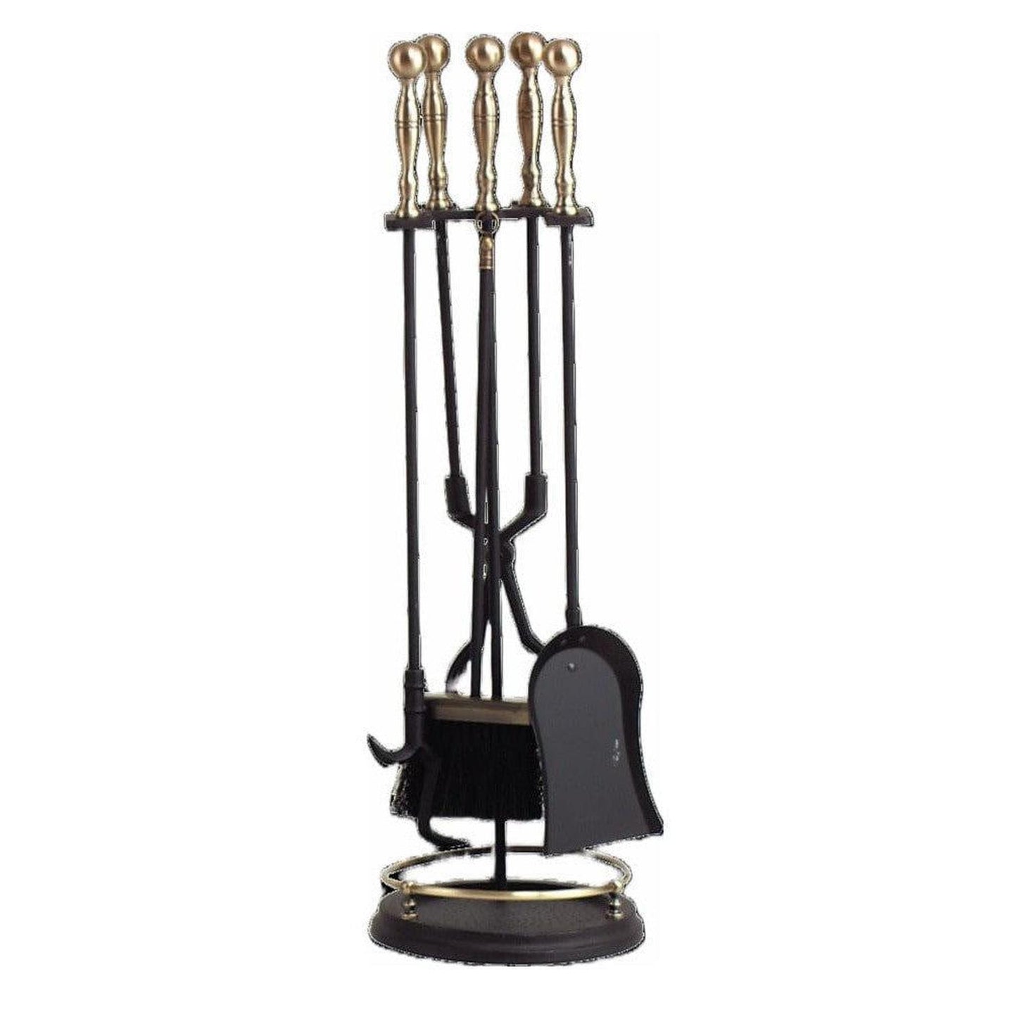 Dagan Industries 31" Black and Antique Brass 5-Piece Fireset With Rail