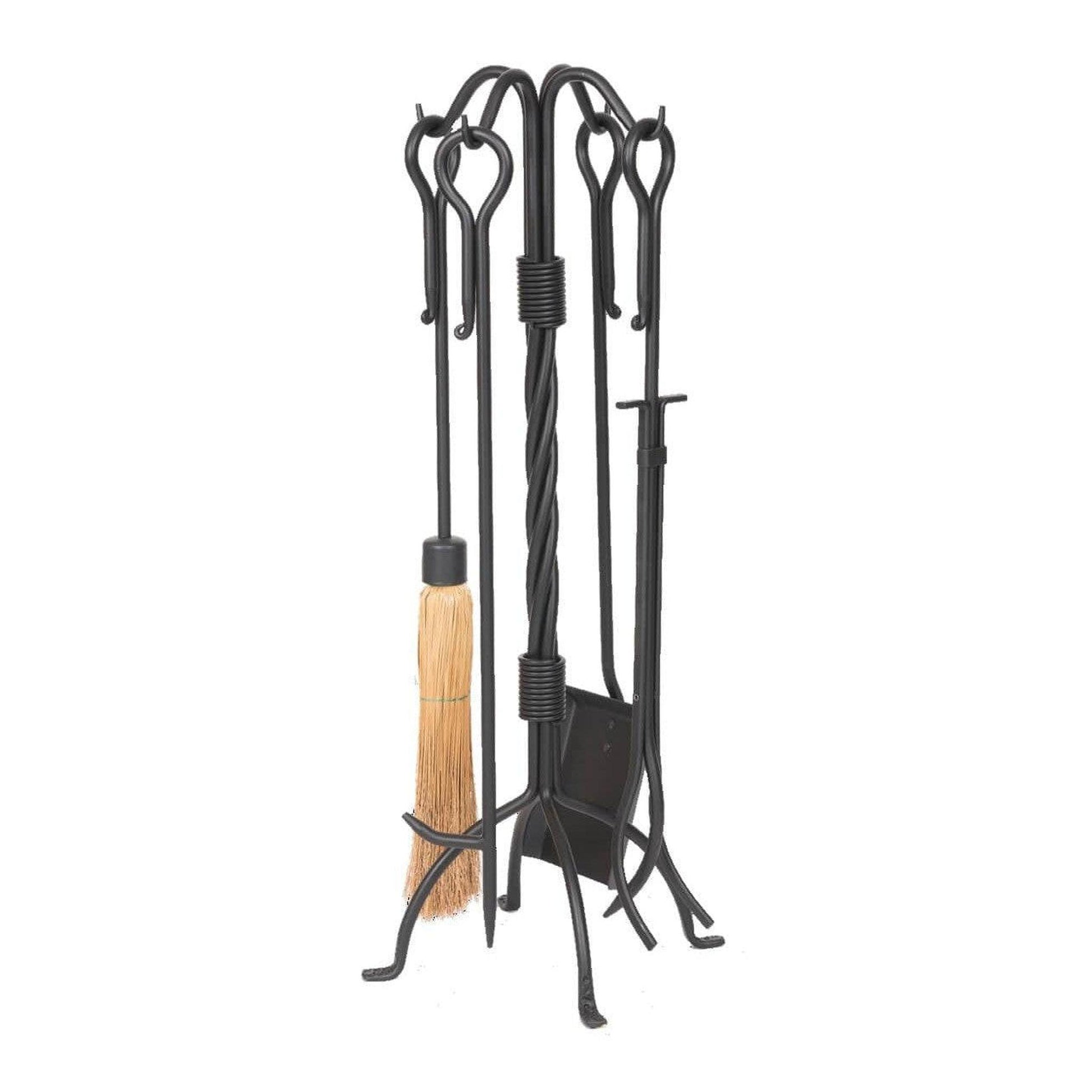 Dagan Industries 31" Five Piece Wrought Iron Fireplace Tool Set in Black - 5822