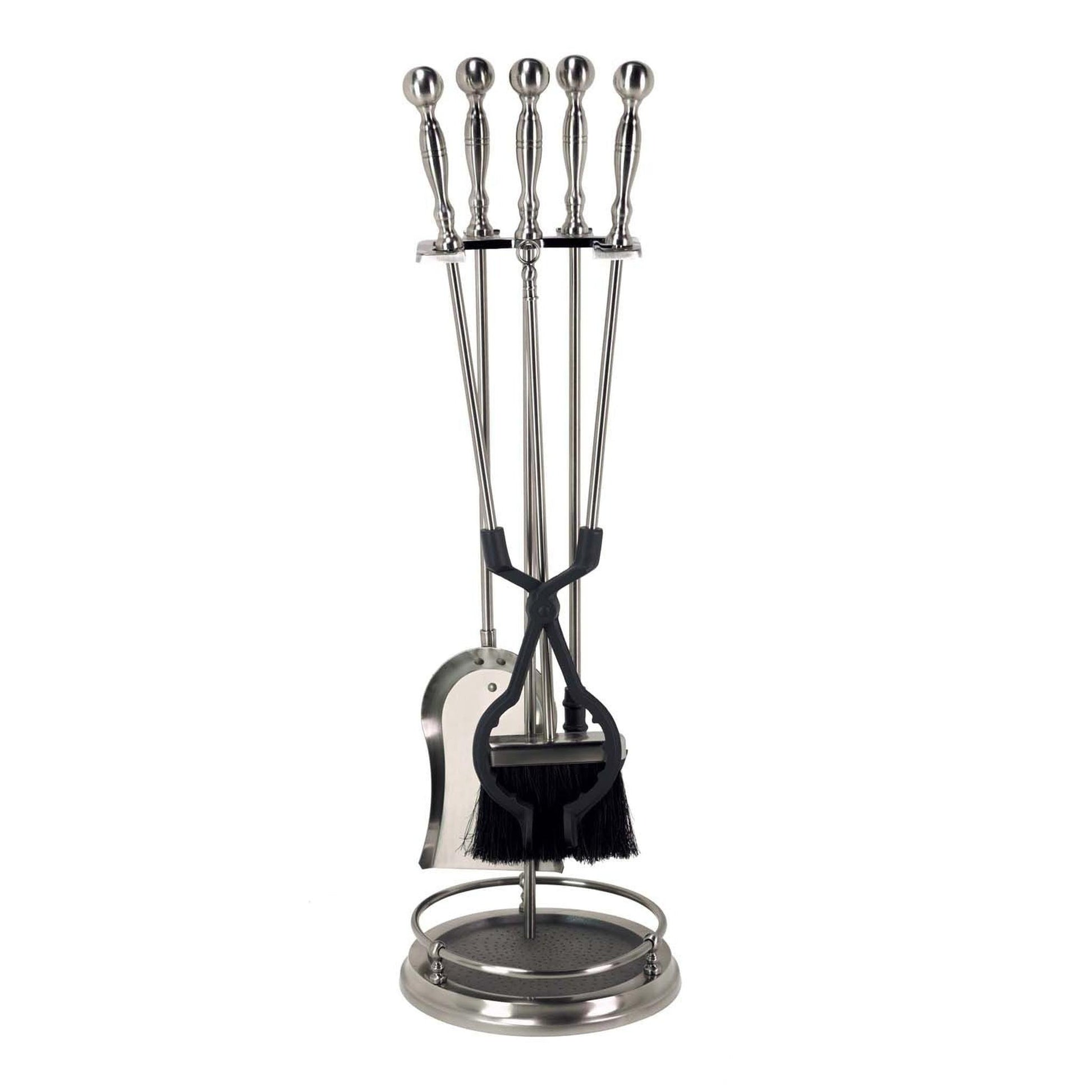 Dagan Industries 31" Pewter Finish 5-Piece Fireset With Rail