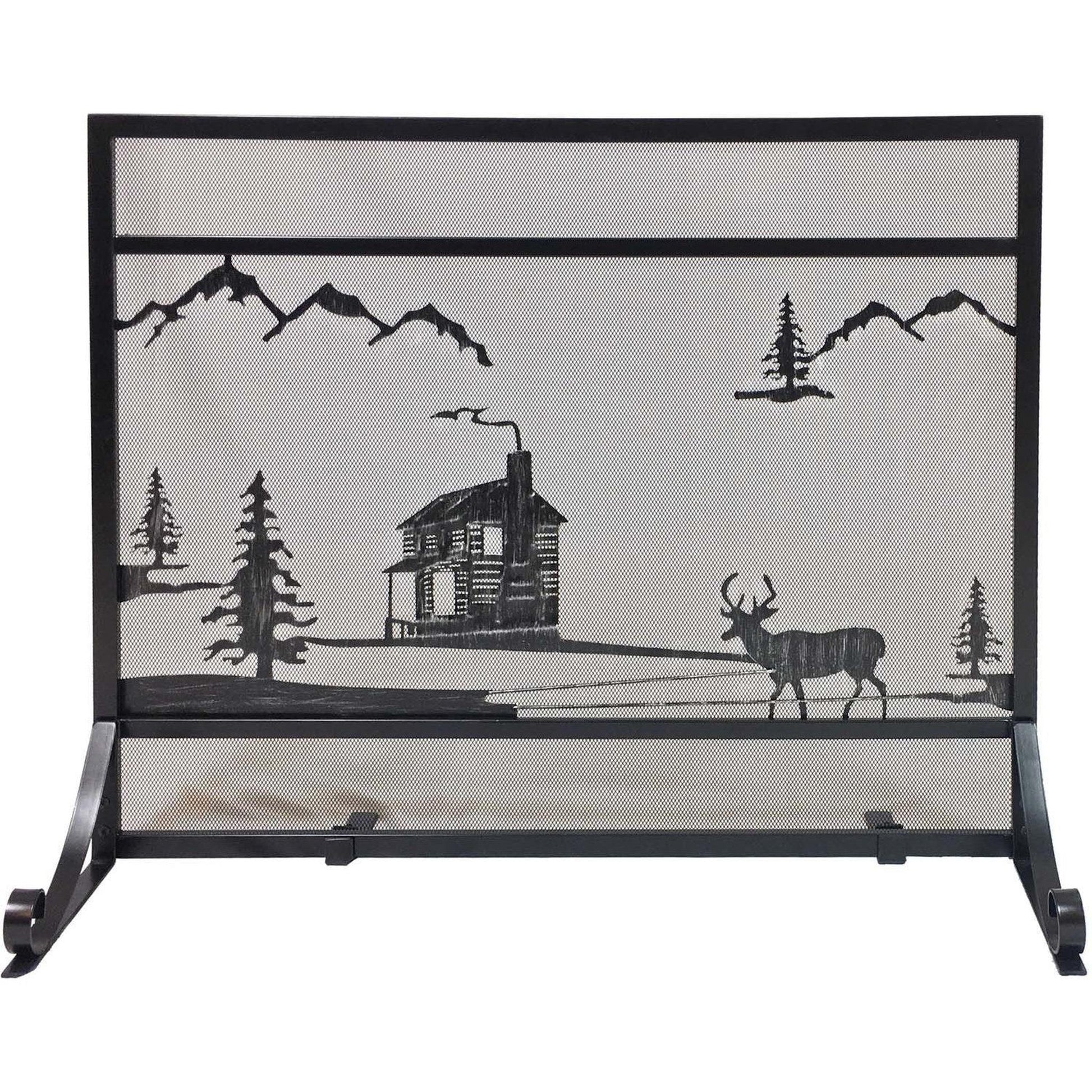Dagan Industries 39" x 30" Black Wrought Iron Cabin Design Panel Screen