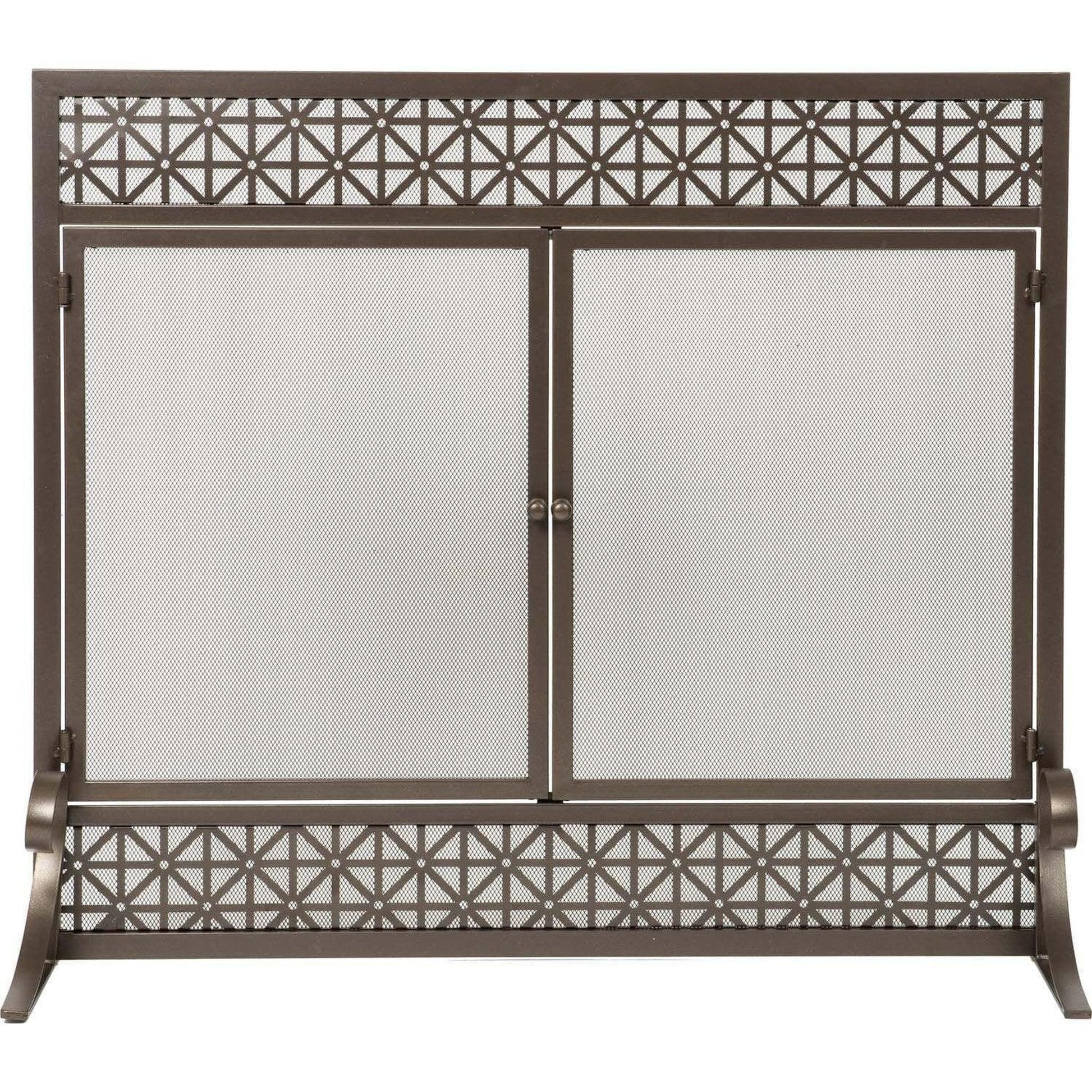 Dagan Industries 39" x 34" Bronze Wrought Iron Filigree Design Panel Screen With Two Rectangular Doors