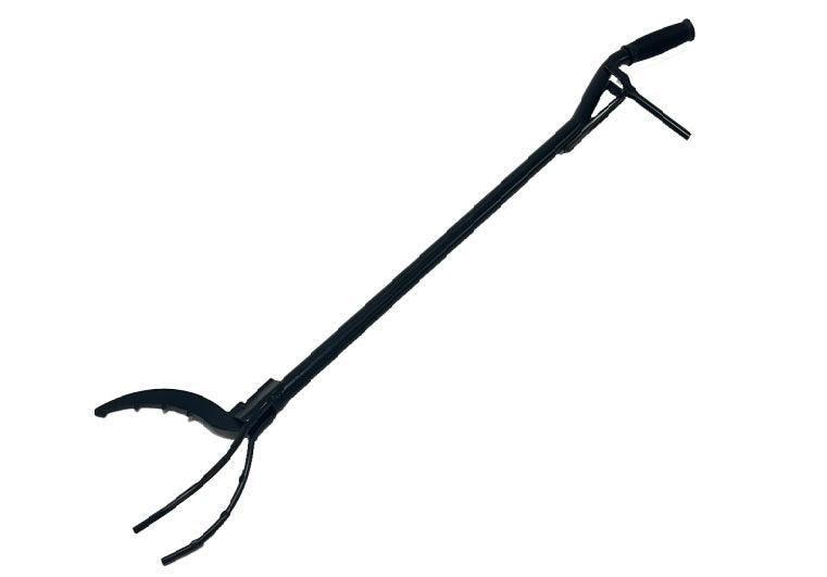 Dagan Industries 40" Black 3-Way Ribbed Tongs Log Grabber With Spring Lever and Rubber Handle