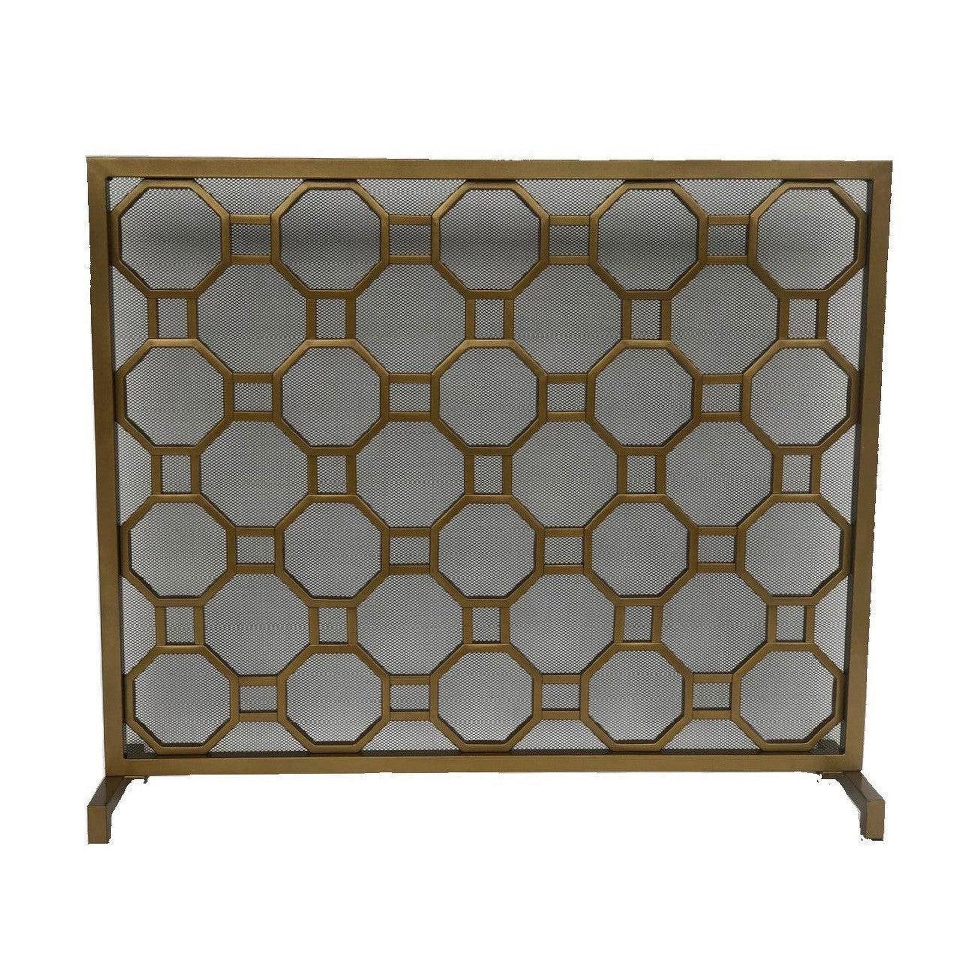 Dagan Industries 40" x 34" Electro Plated Gold Finish Circle Pattern Design Panel Screen