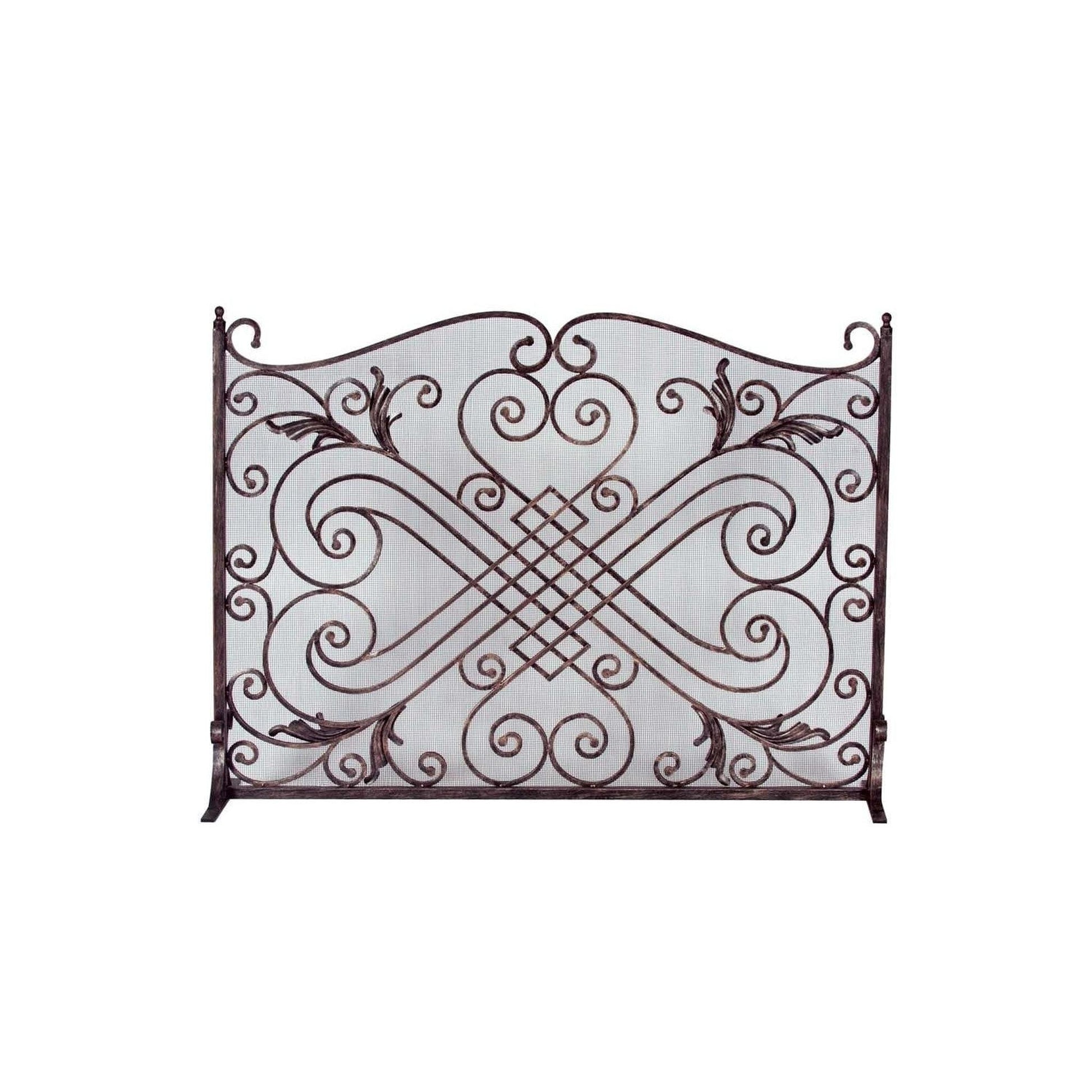 Dagan Industries 44" x 33" Copper and Black Wrought Iron Arched Panel Screen