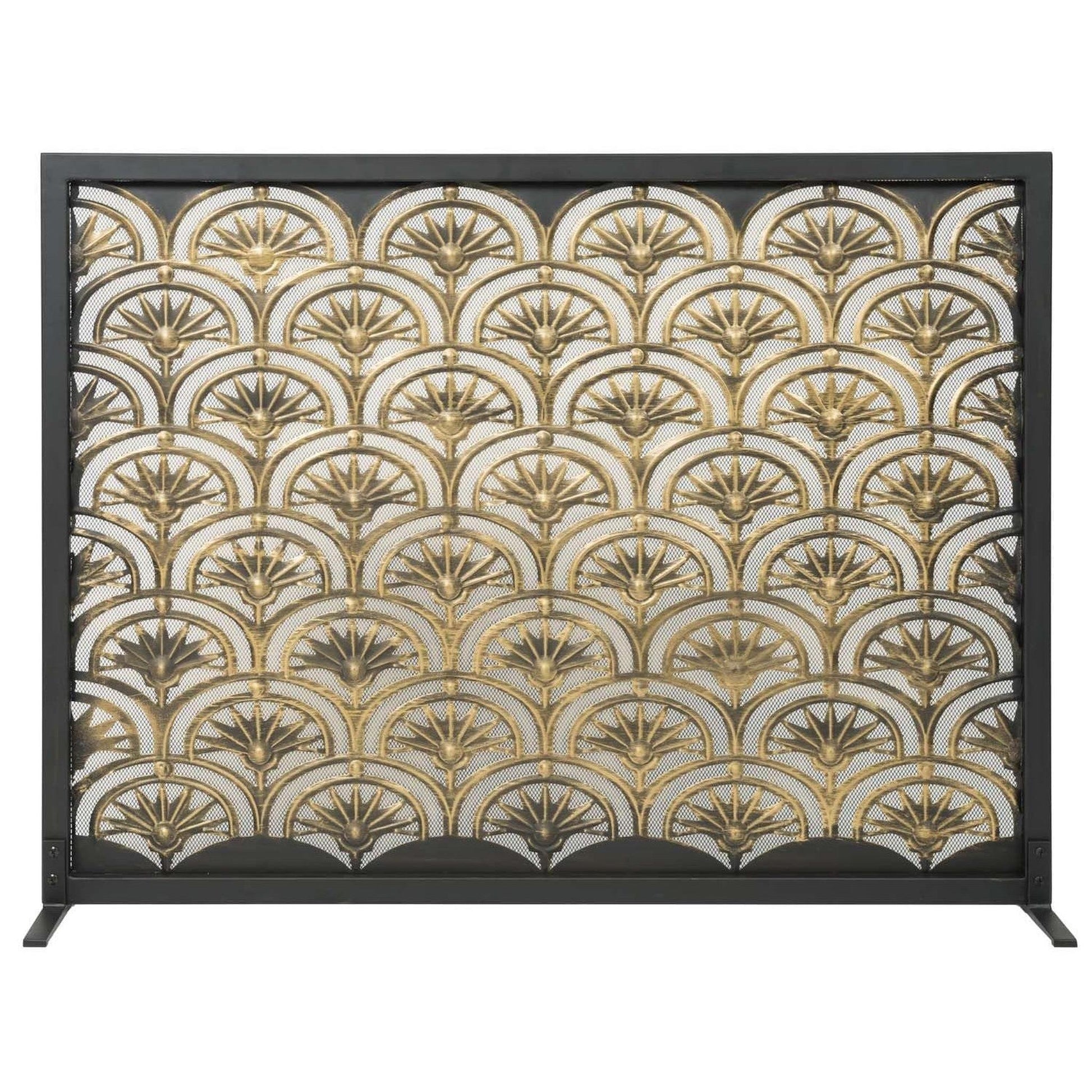 Dagan Industries 44" x 33" Fireplace Screen Black With Antique Gold Fan Design - AHS400