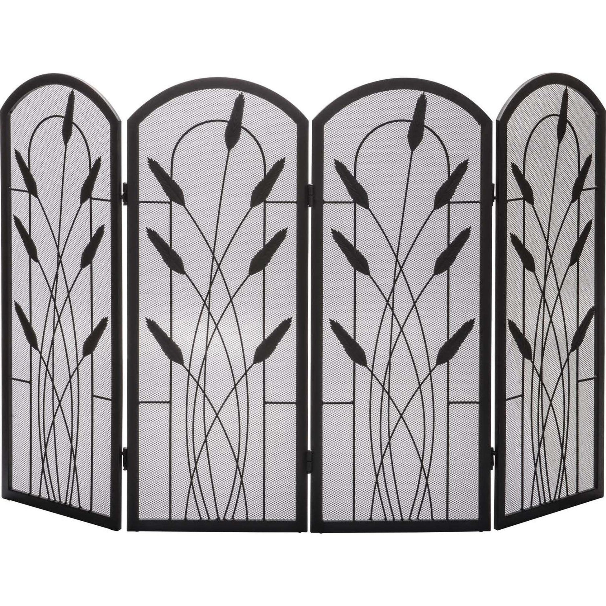 Dagan Industries 48" x 30" Black Four Fold Cotton Tail Design Arched Panel Screen