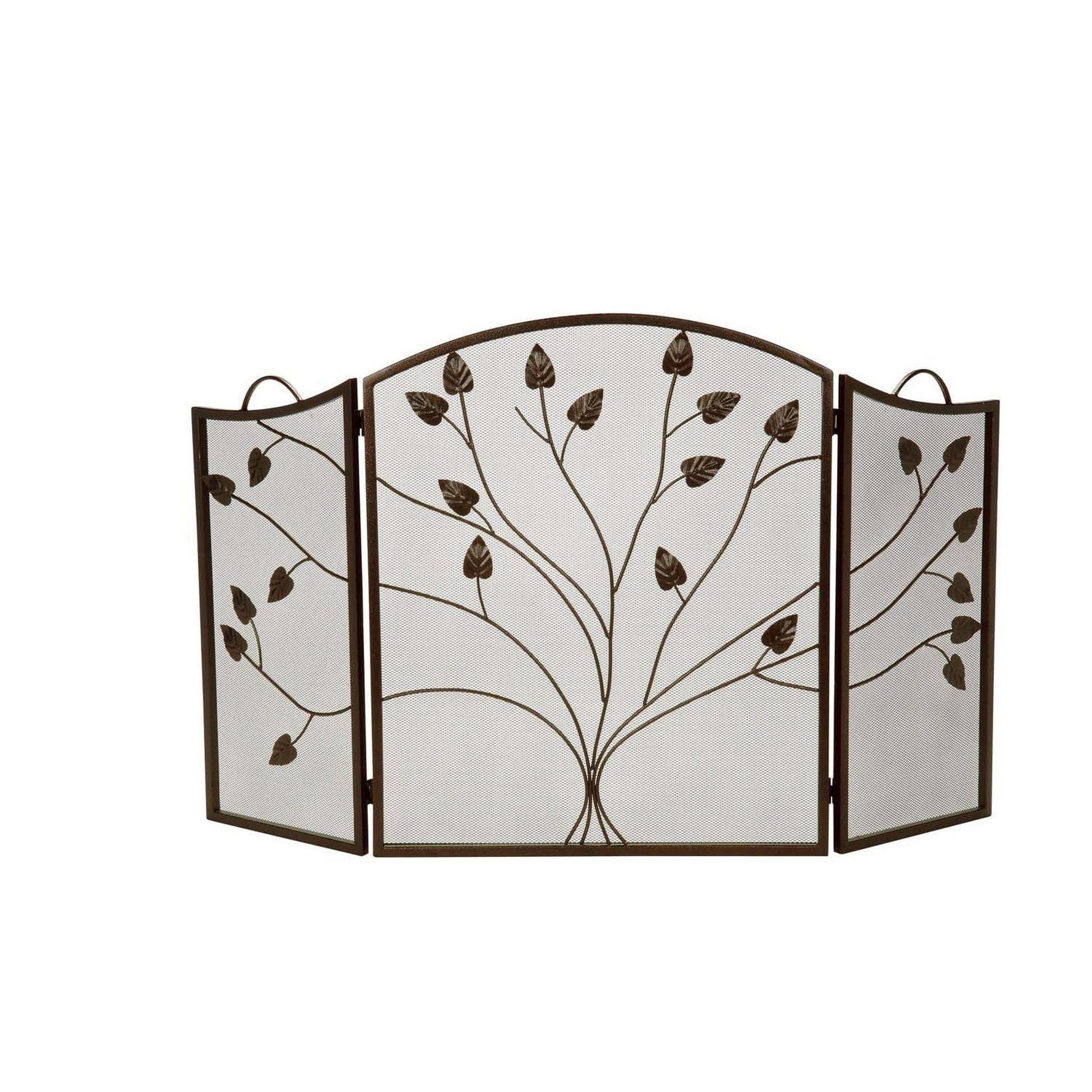 Dagan Industries 52" x 31" Bronze Three Fold Leaf Design Arched Panel Screen