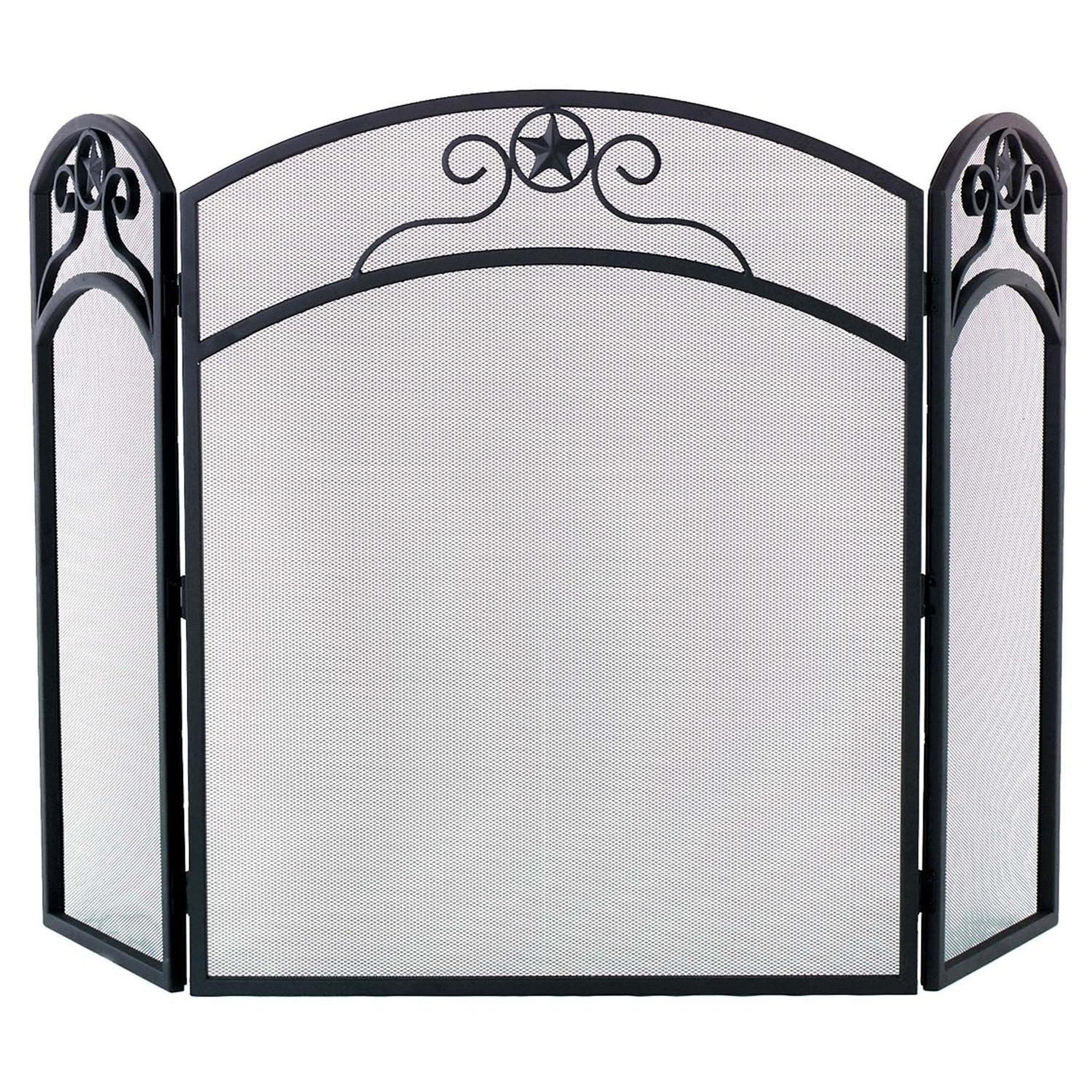 Dagan Industries 52" x 32" Black Wrought Iron Three Fold Star Design Arched Panel Screen