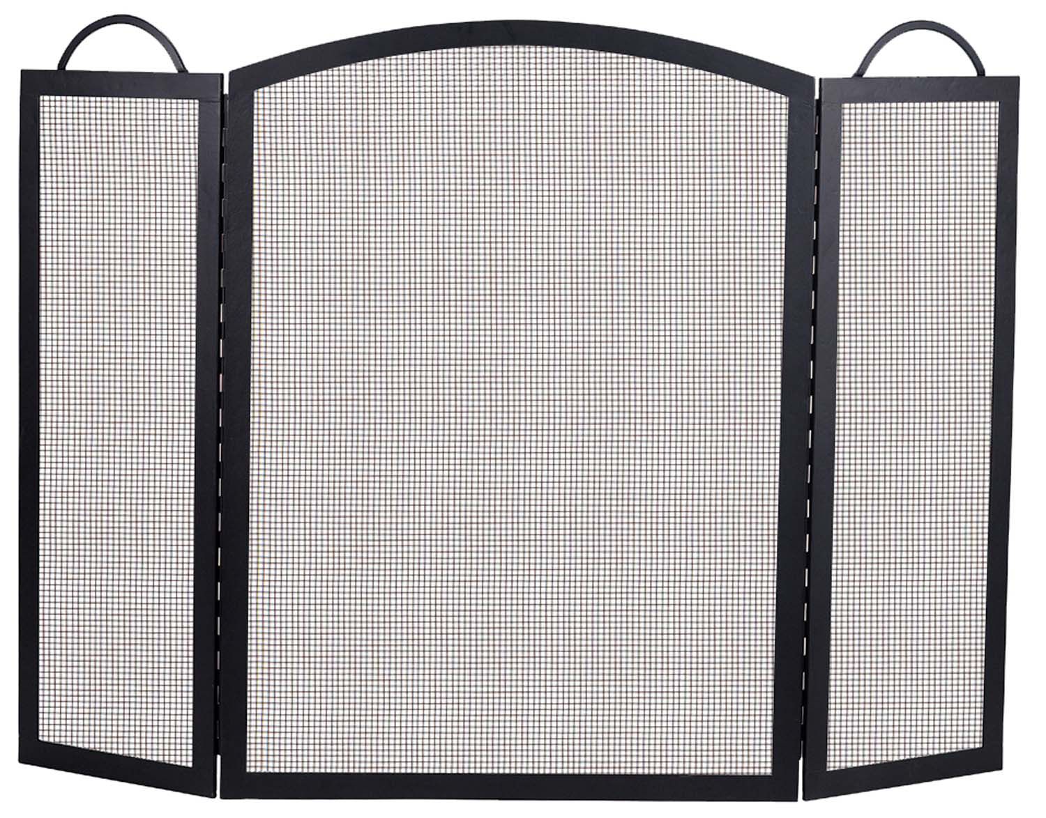 Dagan Industries 52" x 36" Three Fold Arched Black Wrought Iron Fireplace Screen