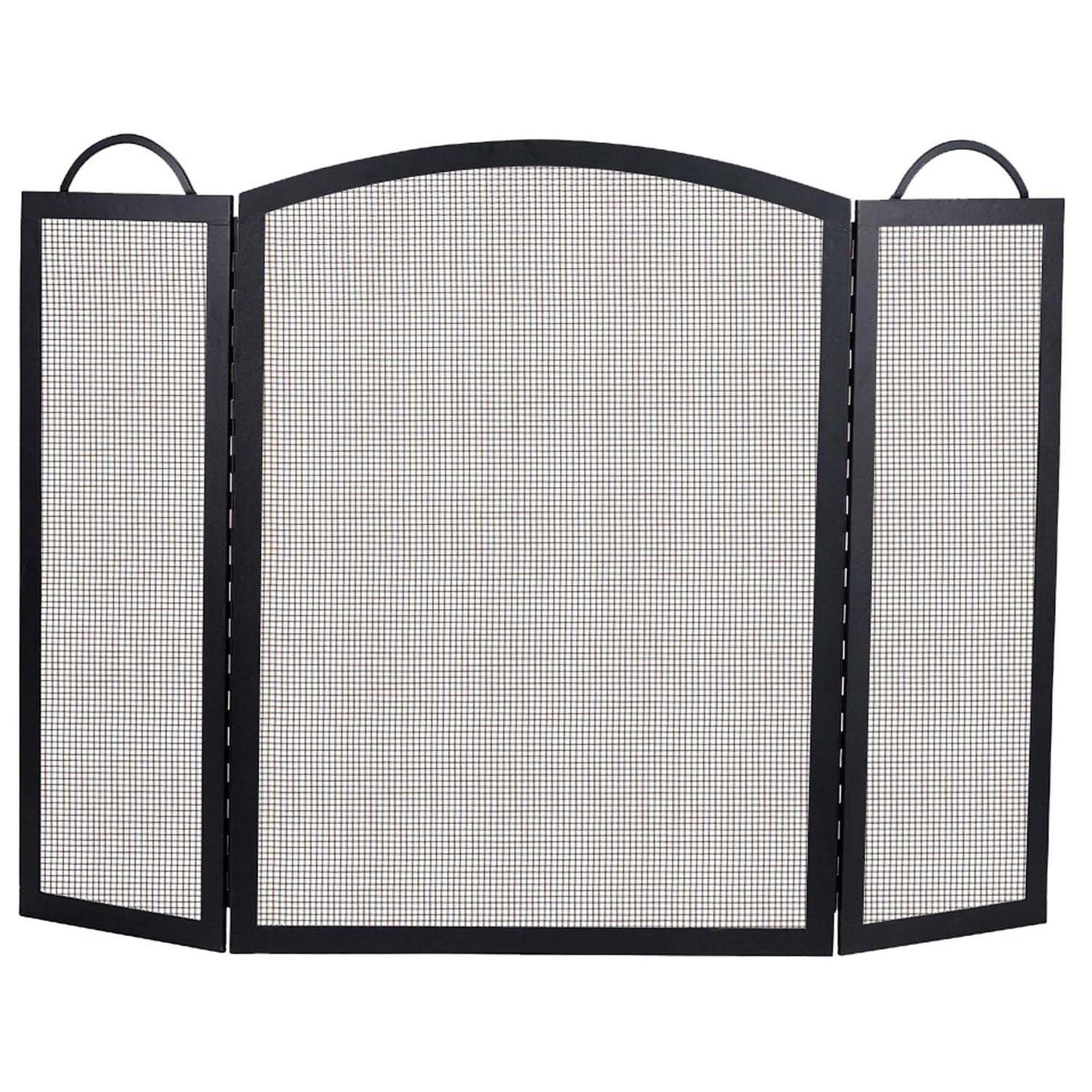 Dagan Industries 52" x 39" Black Wrought Iron Three Fold Center Arched Panel Screen