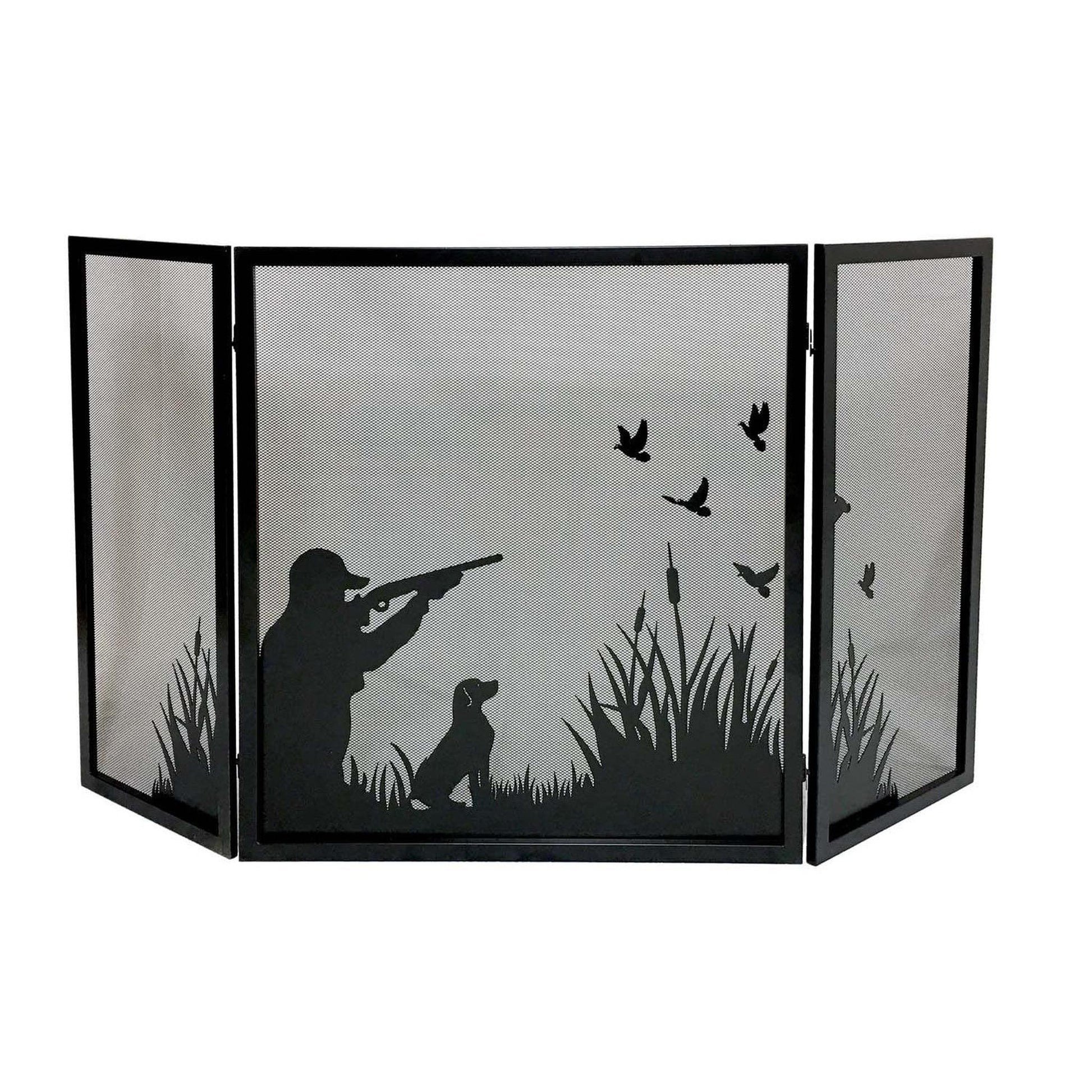 Dagan Industries 58" x 32" Black Three Fold Duck Hunting Design Panel Screen