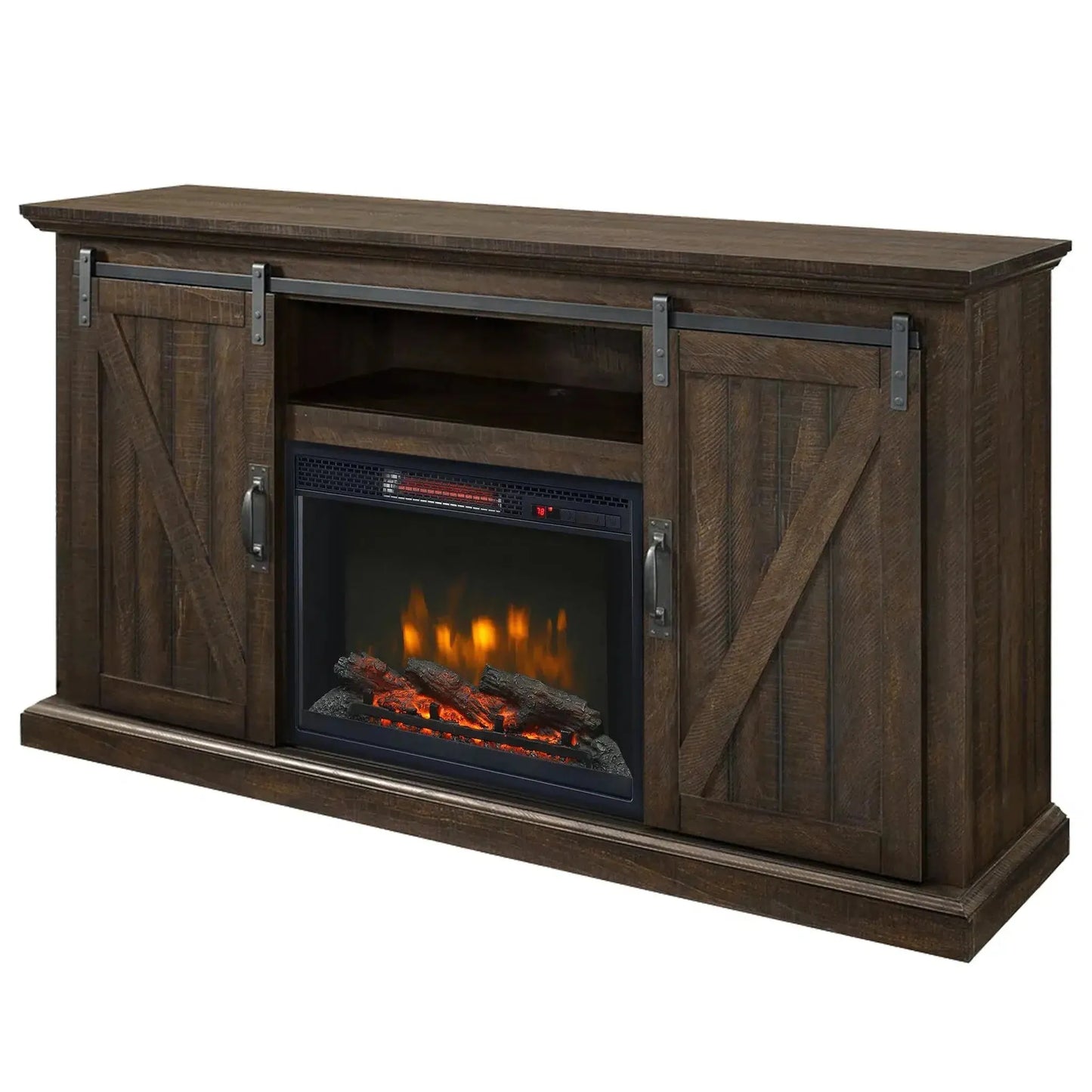 Design Specialties Langdon 58" 58" Rustic Brown Infrared Media Electric Fireplace