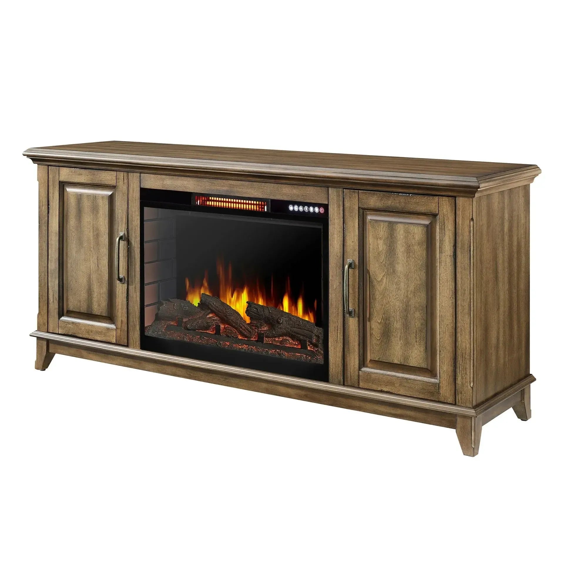 Design Specialties Marcus 60" Antique Pine Electric Fireplace with Bluetooth