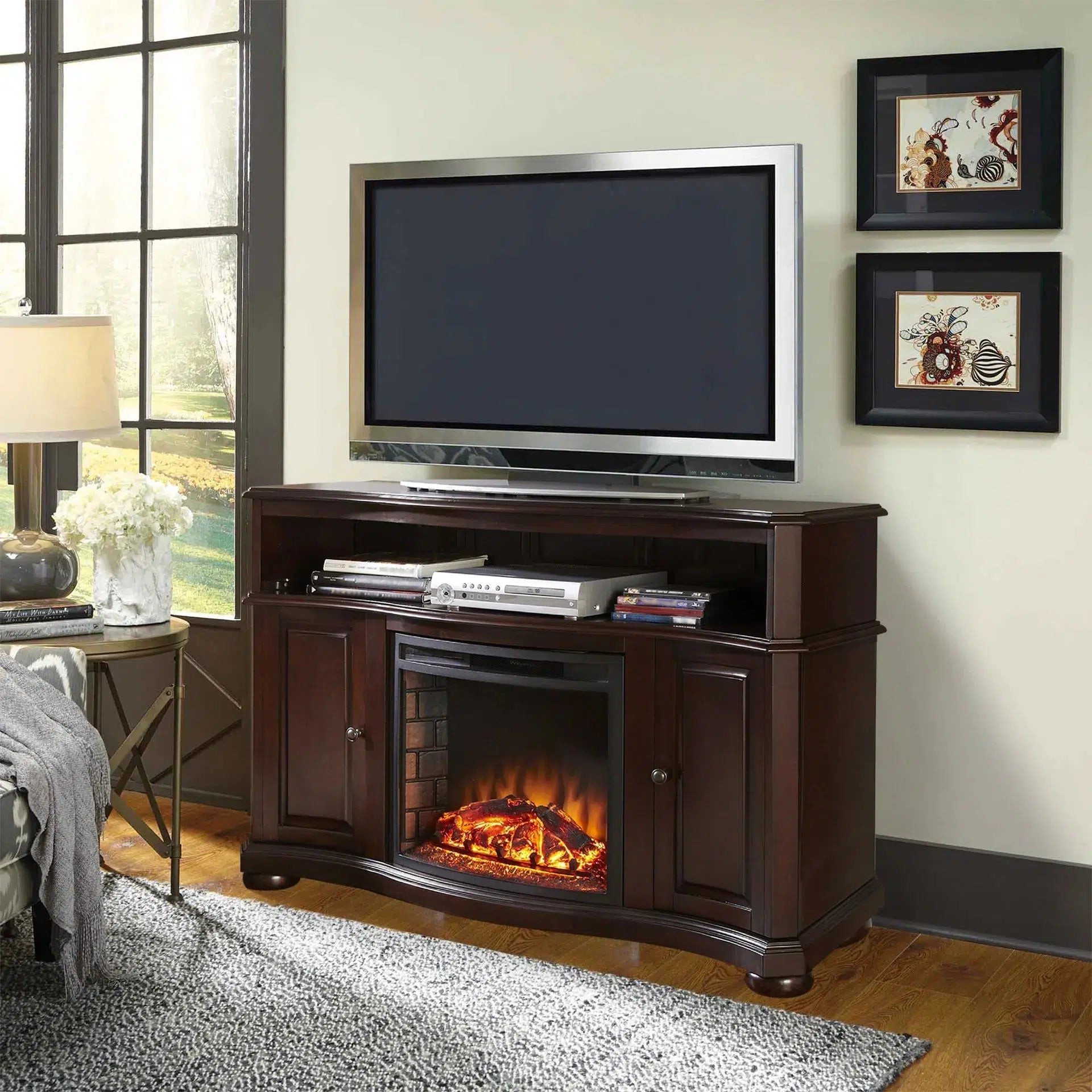 Design Specialties Merrill 54" Merlot Electric Media Fireplace