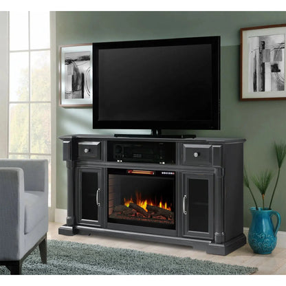 Design Specialties Vermont 60" Aged Black Electric Media Fireplace with Bluetooth