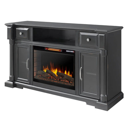 Design Specialties Vermont 60" Aged Black Electric Media Fireplace with Bluetooth