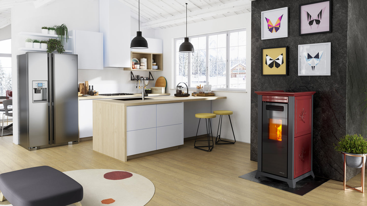 Dielle Ethesia Pellet Stove - Bordeaux Ceramic