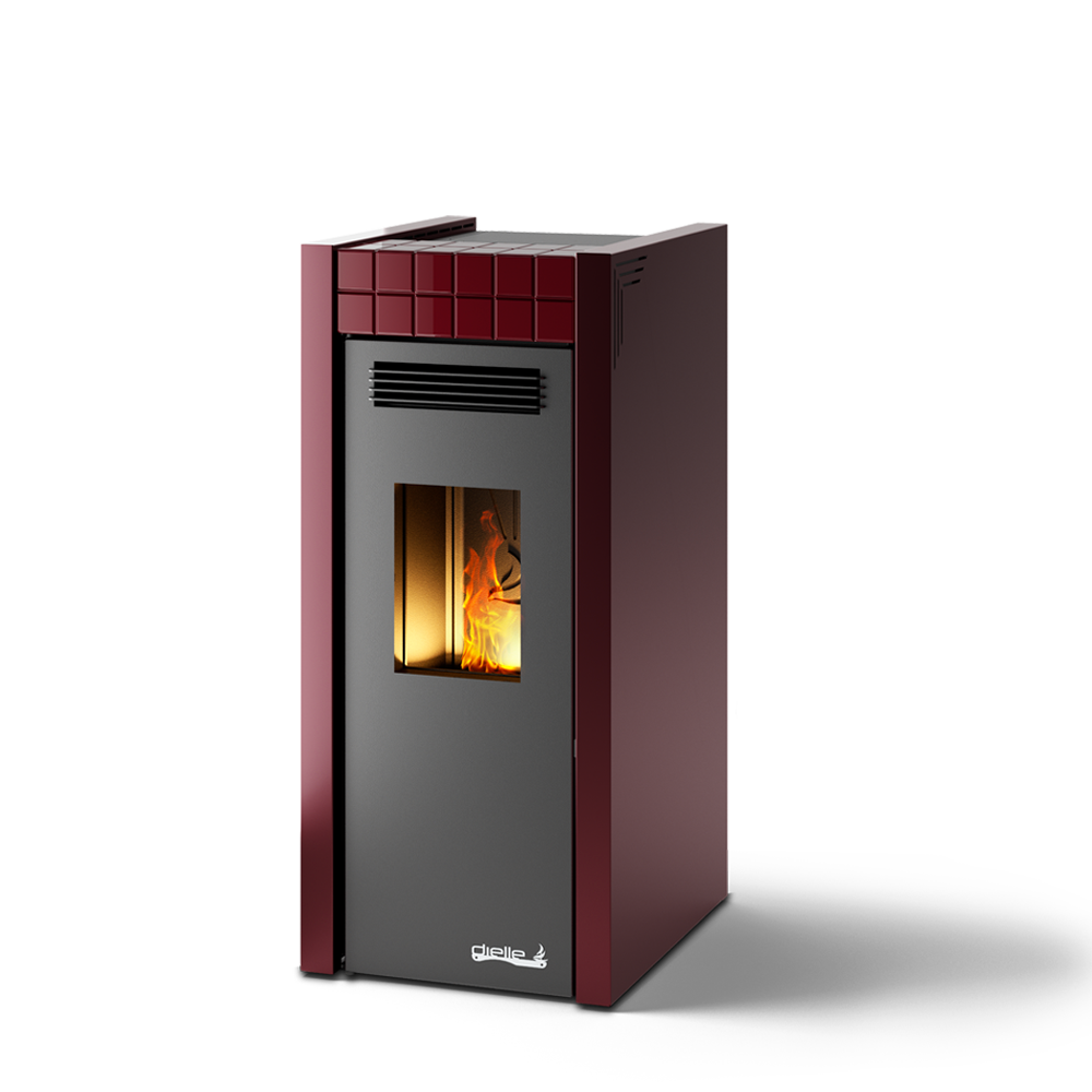 Dielle Grecale 70 Pellet Stove - Bordeaux Metallic Steel