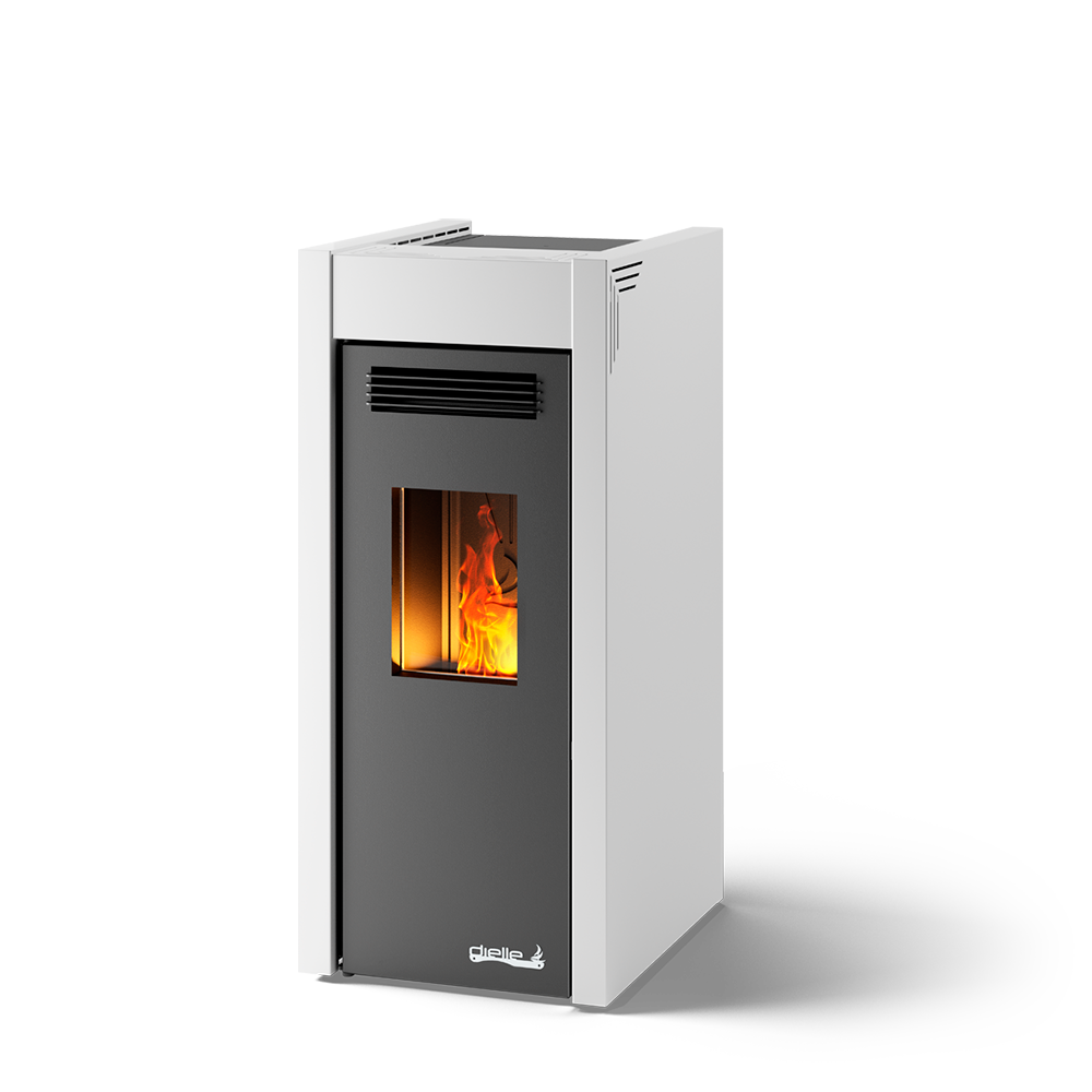 Dielle Grecale 70 Pellet Stove - Pearl White Steel