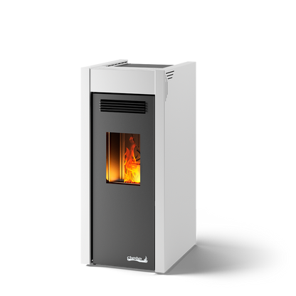 Dielle Grecale 70 Pellet Stove - Pearl White Steel