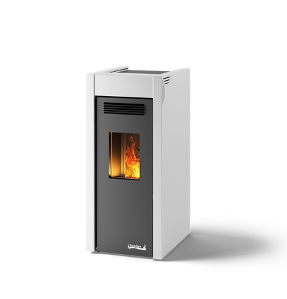 Dielle Grecale 70 Pellet Stove - Pearl White Steel